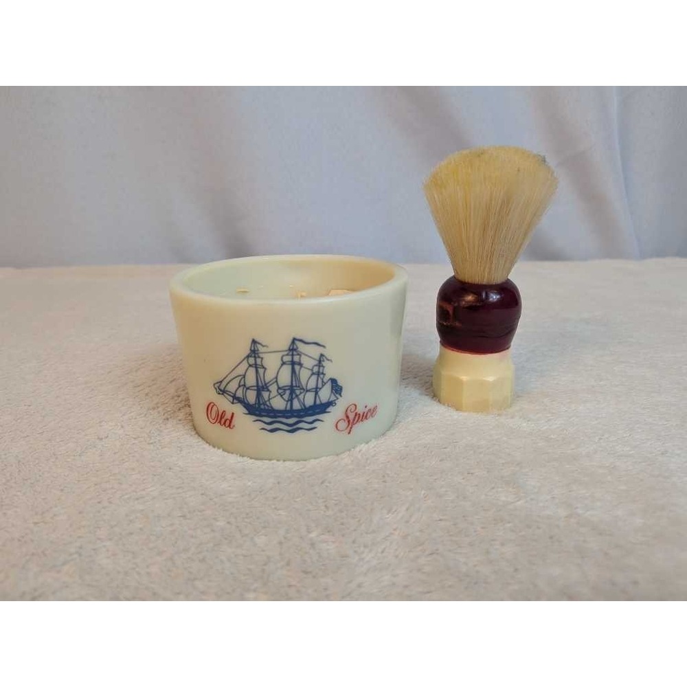 Vintage Old Spice Shaving Mug & Brush Set Nautical Ship Design